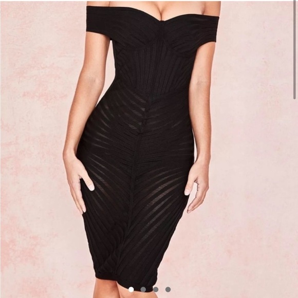 House of CB Black Semi Sheer Bandage Dress - Picture 3 of 7